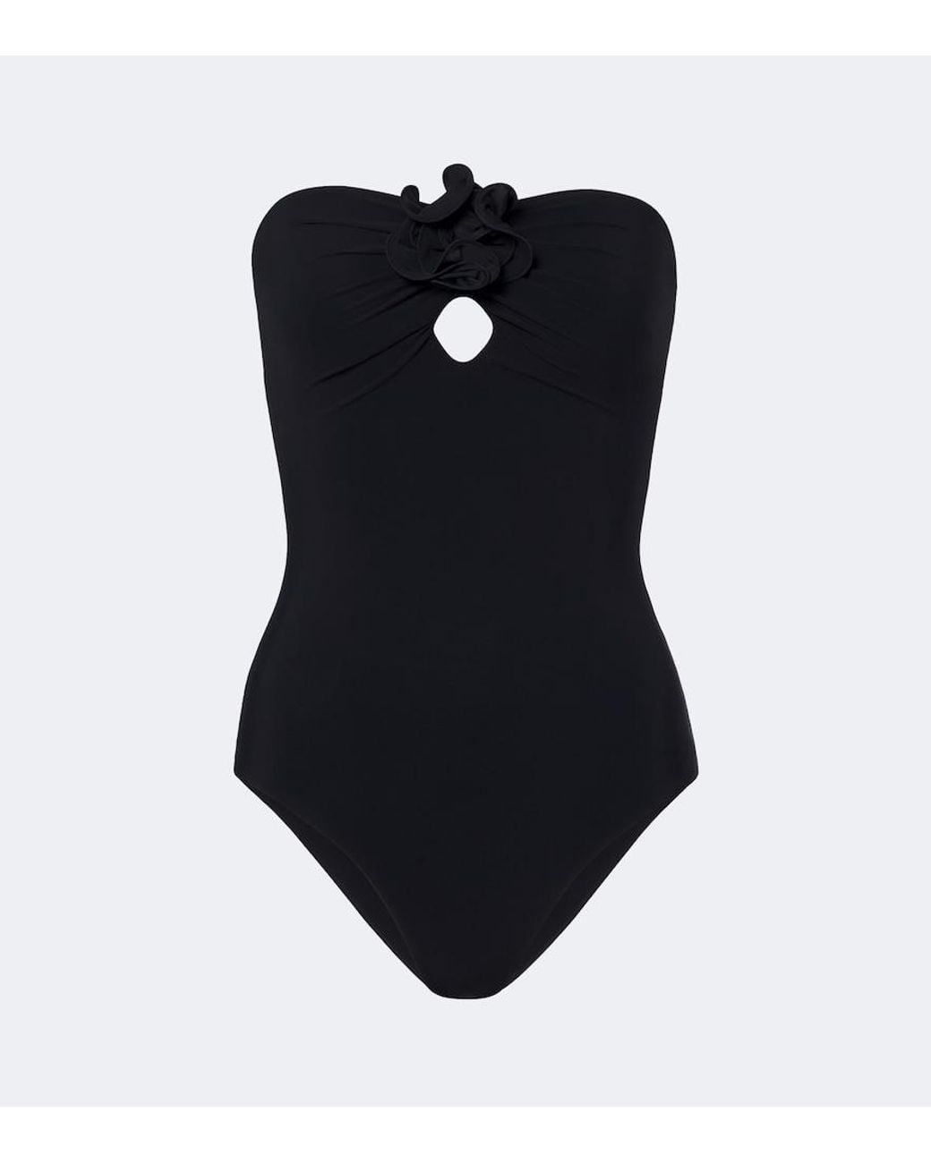 Magda Butrym Black Floral-Applique Swimsuit