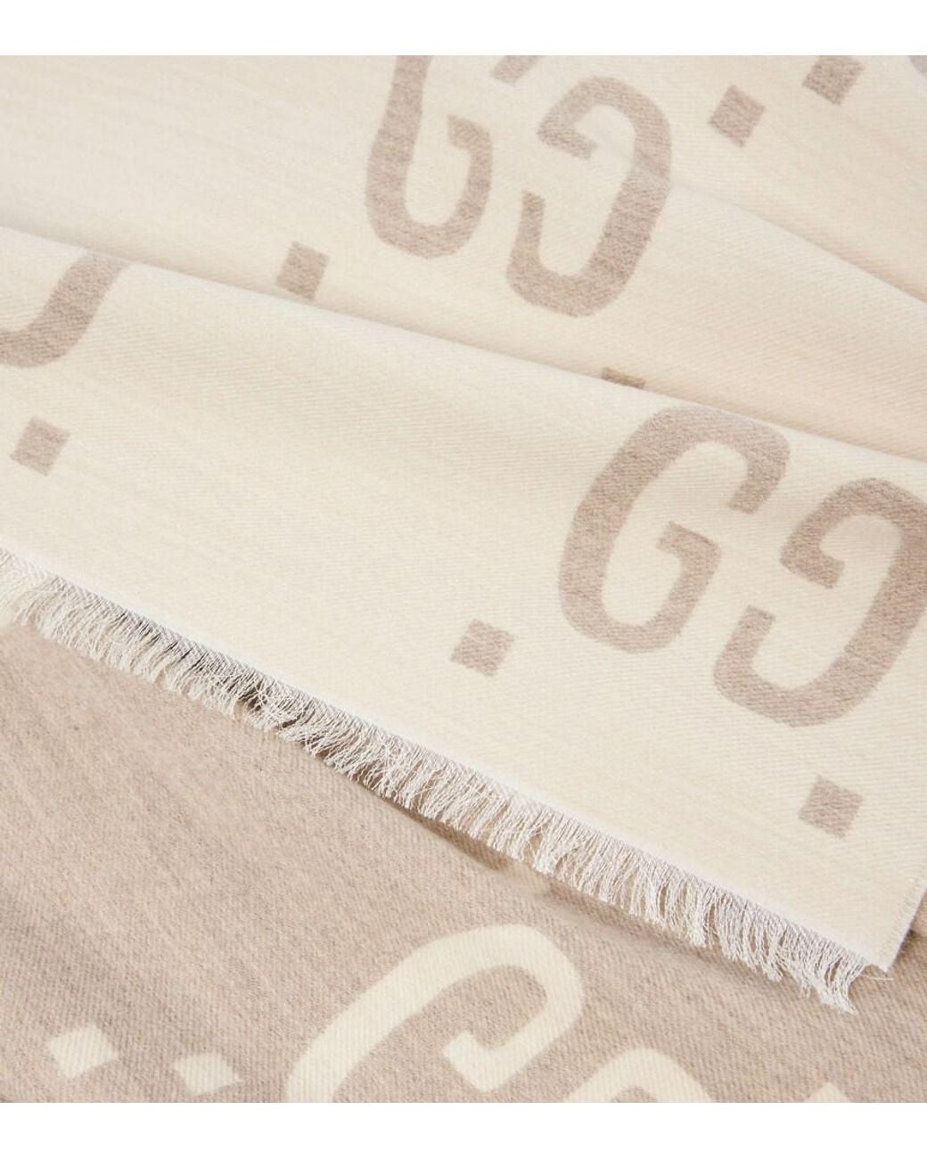 Gucci Natural Gg Wool And Silk Scarf