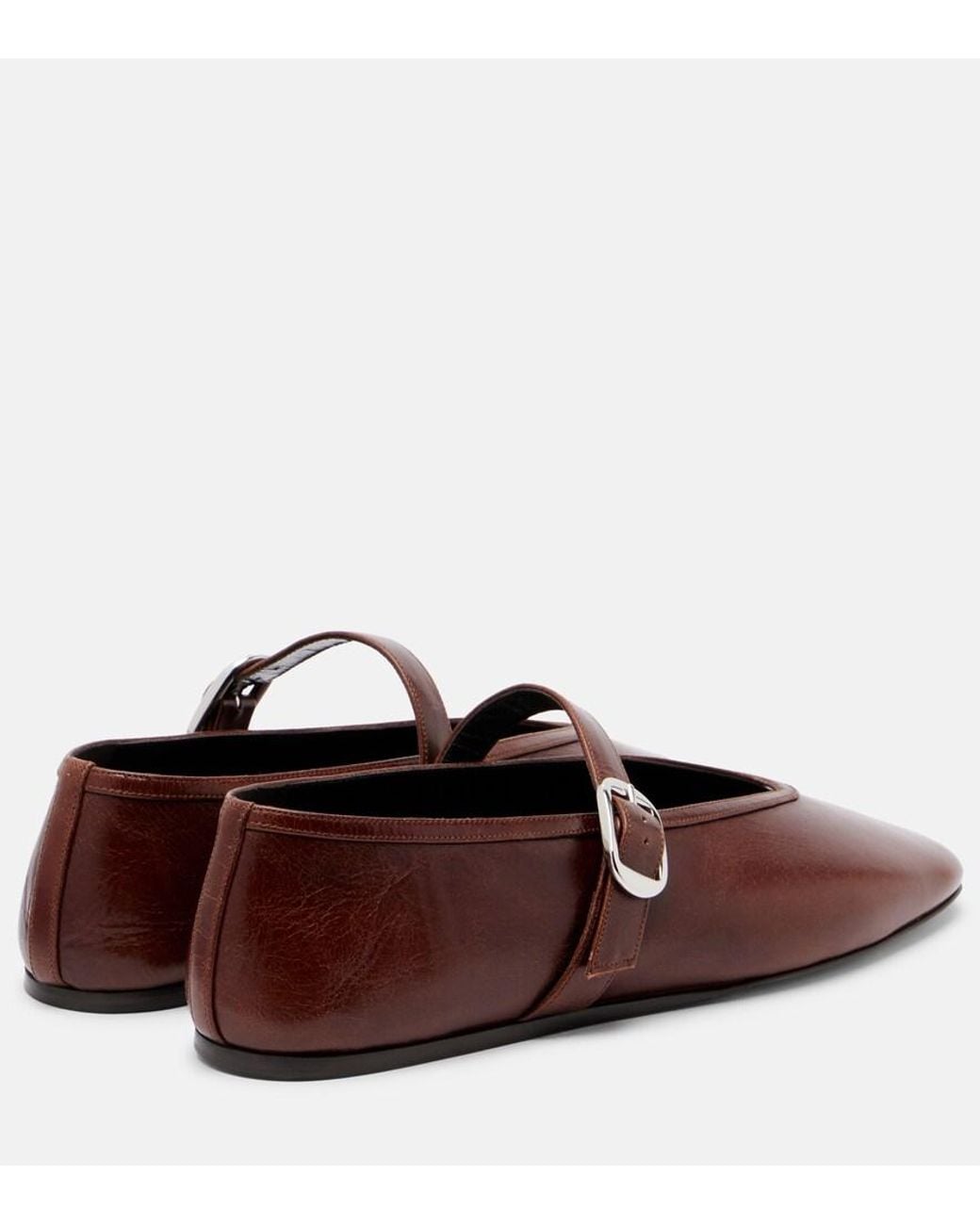 Le Monde Beryl Brown Stella Leather Mary Jane Flats