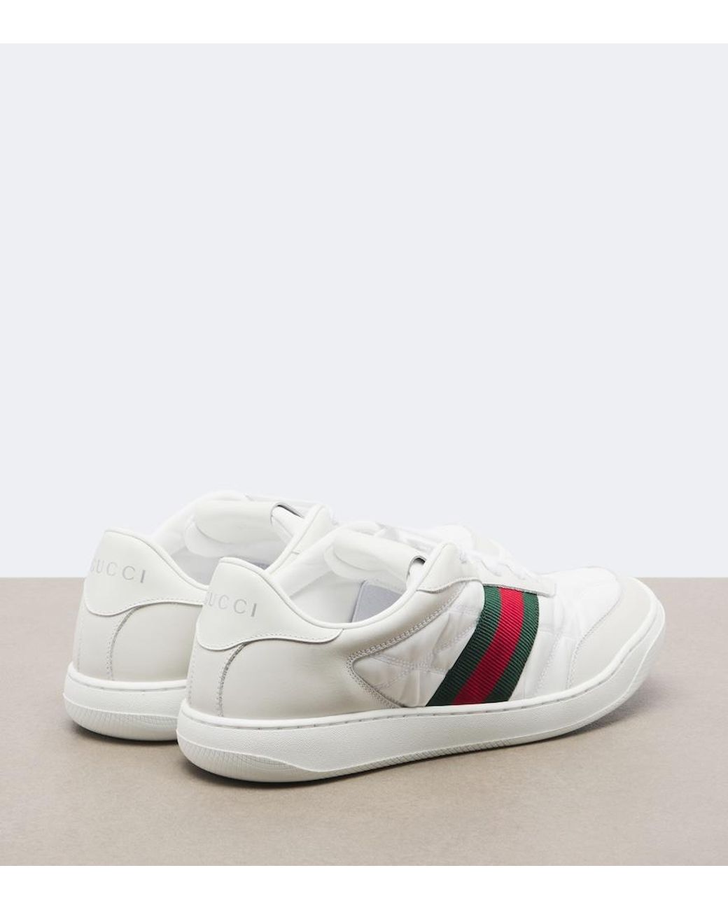 Gucci White Screener Web Stripe Sneakers