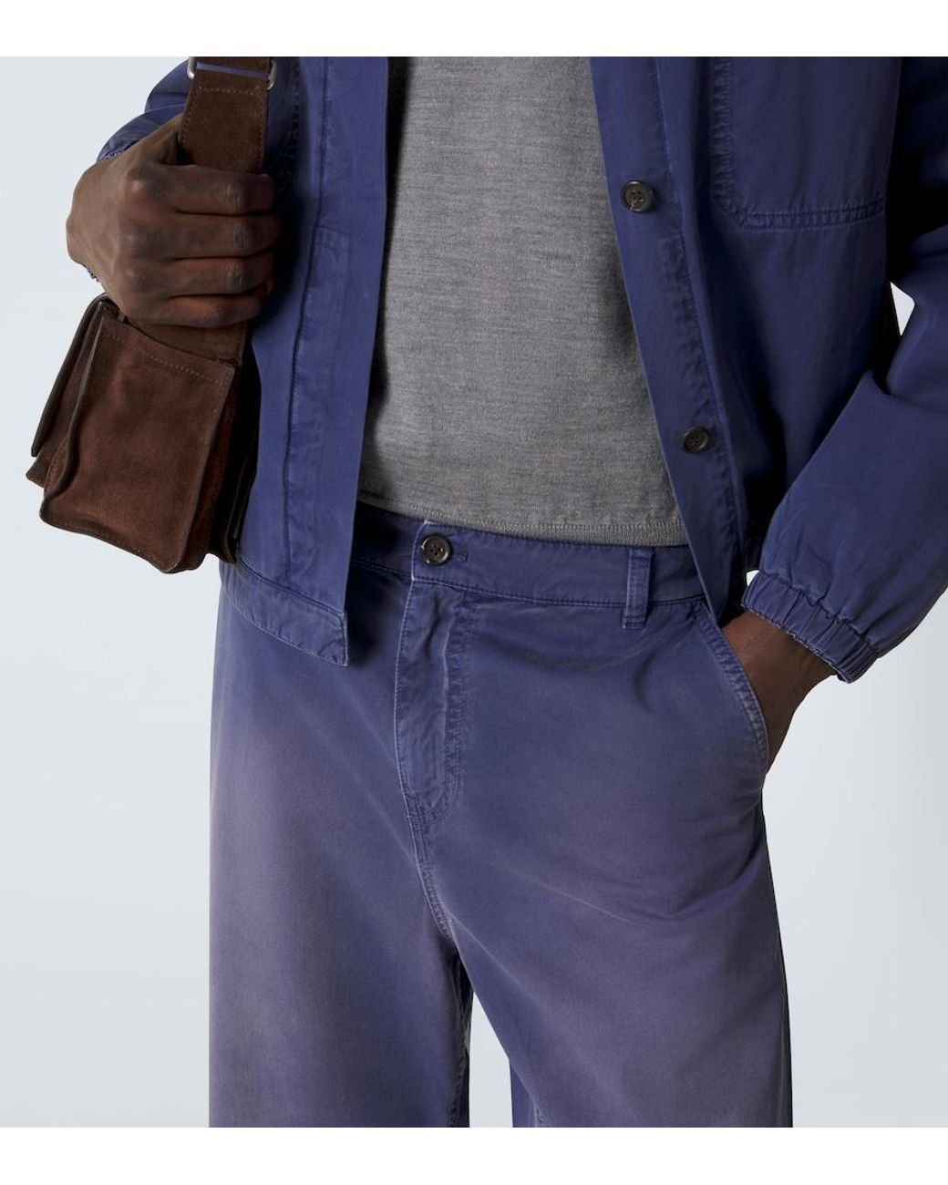 Miu Miu Blue Cotton Gabardine Wide-Leg Pants for men
