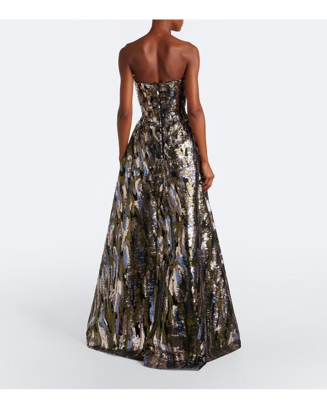 Elie Saab Black Embellished Silk-Blend Bustier Gown