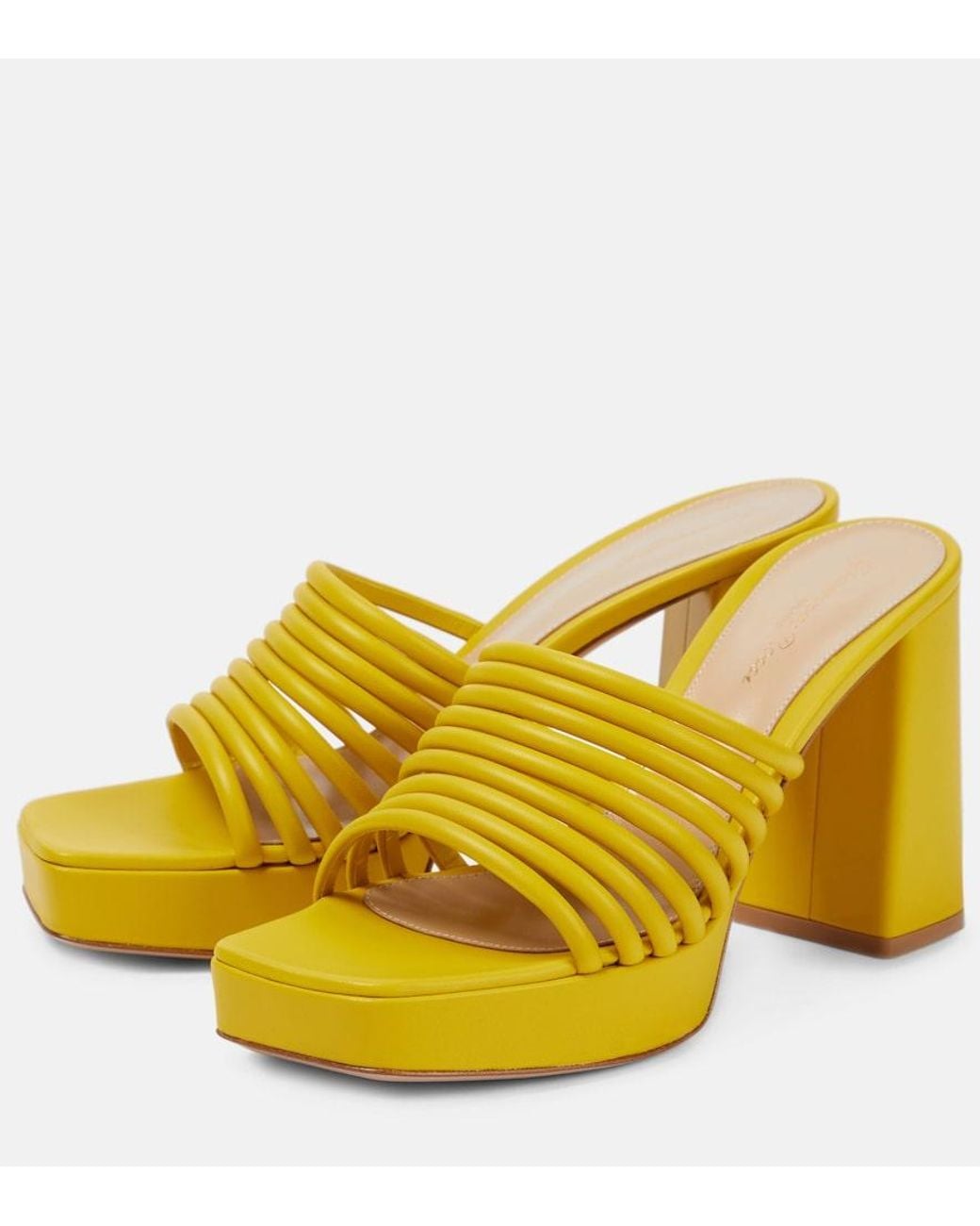 Gianvito Rossi Yellow Lena 95 Leather Mules
