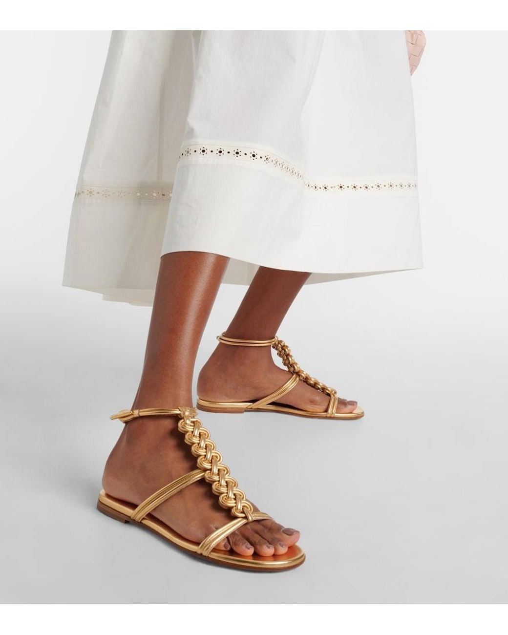 Gianvito Rossi Capua Metallic Leather Sandals