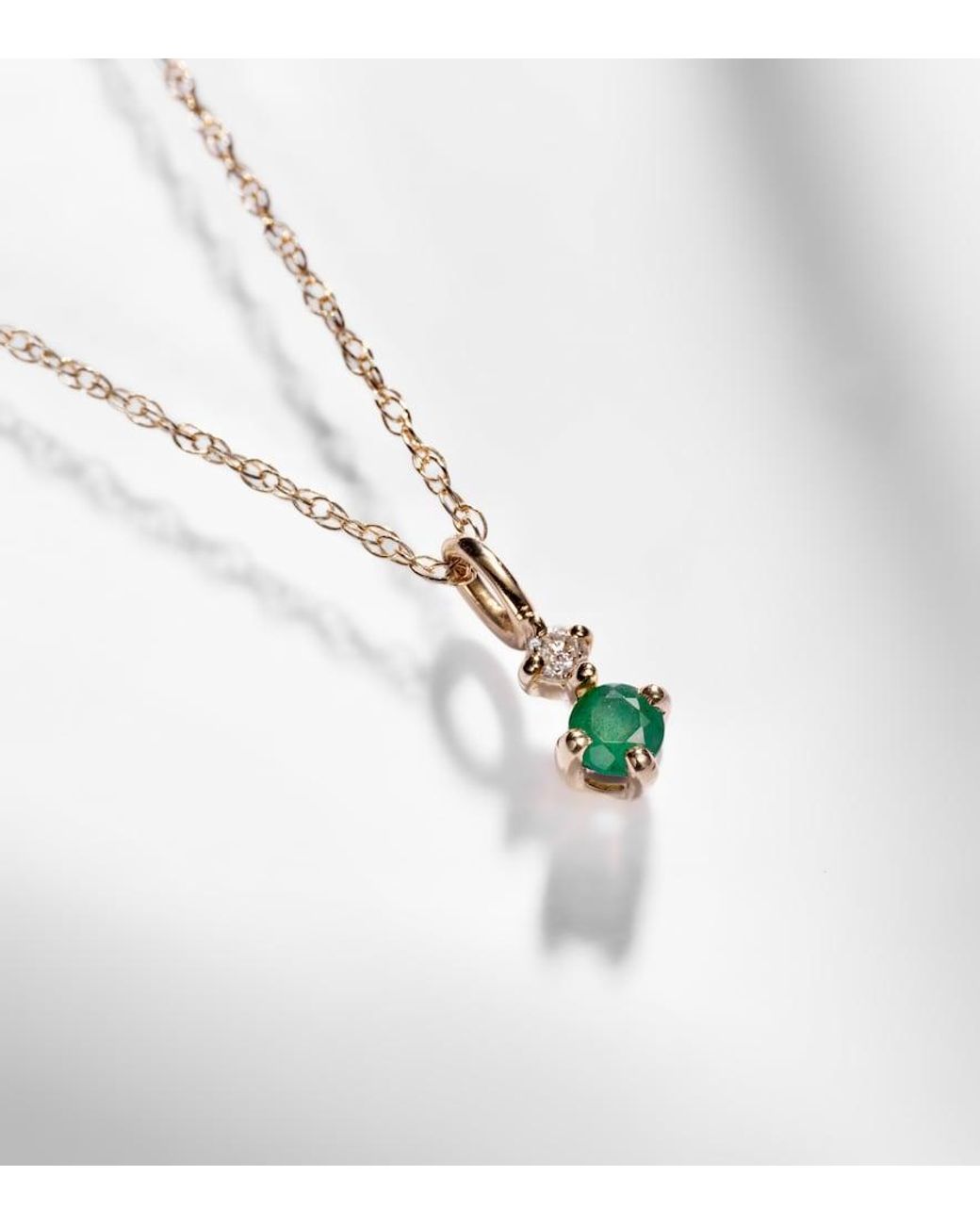 STONE AND STRAND Metallic Tiny Emerald Goddess 14Kt Choker With Emeralds And Diamonds