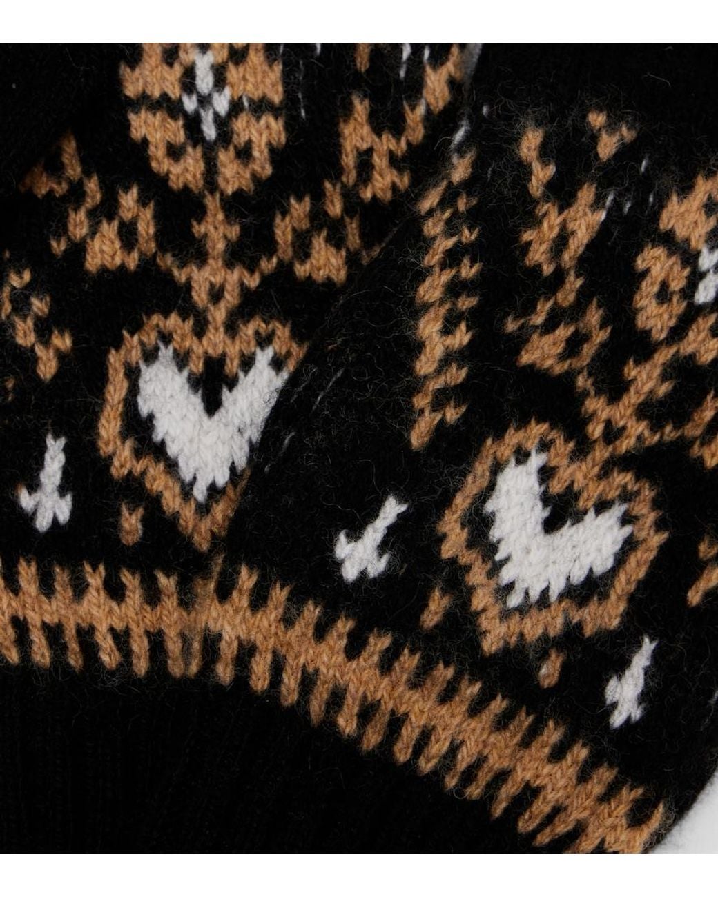 Khaite Black Domini Fair Isle Cashmere Gloves