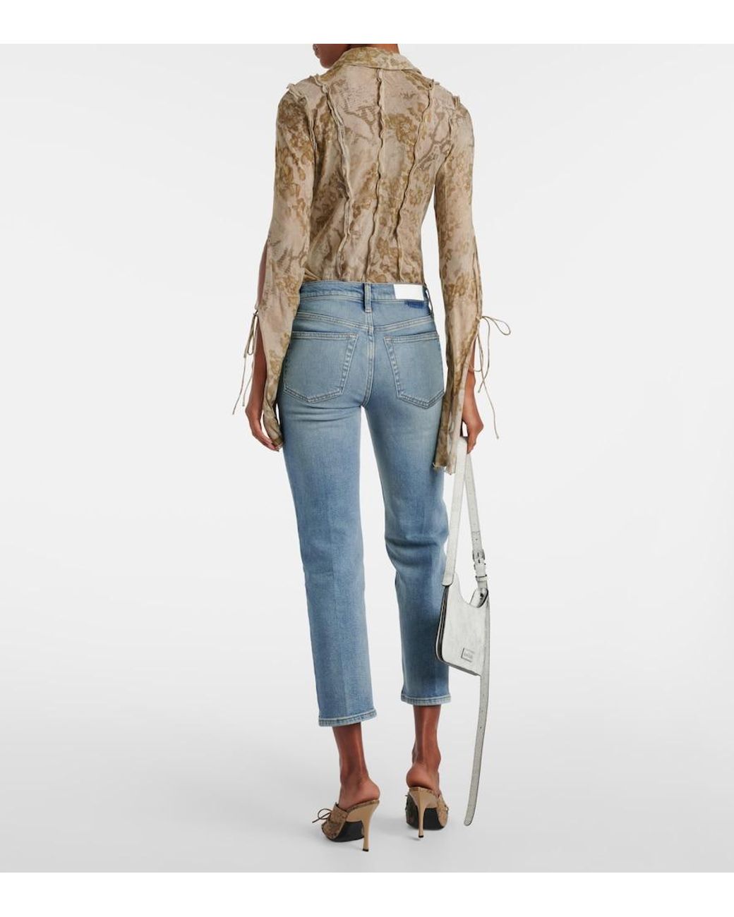 Re/done Blue Mid Rise Stove Pipe Straight Jeans