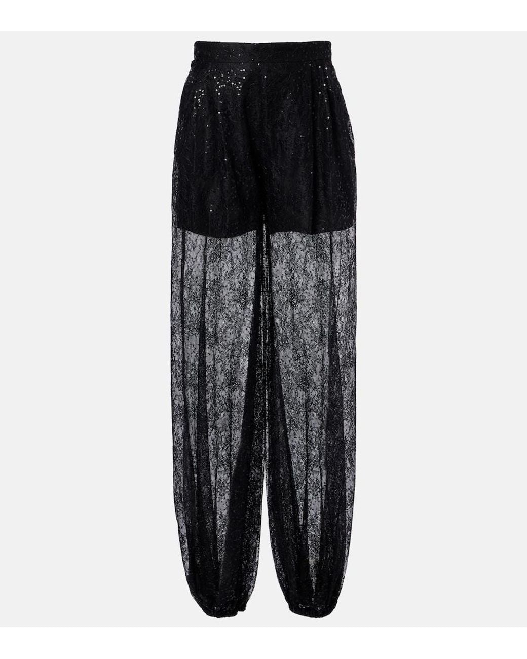 Nina Ricci Black Sequined Lace Balloon Pants