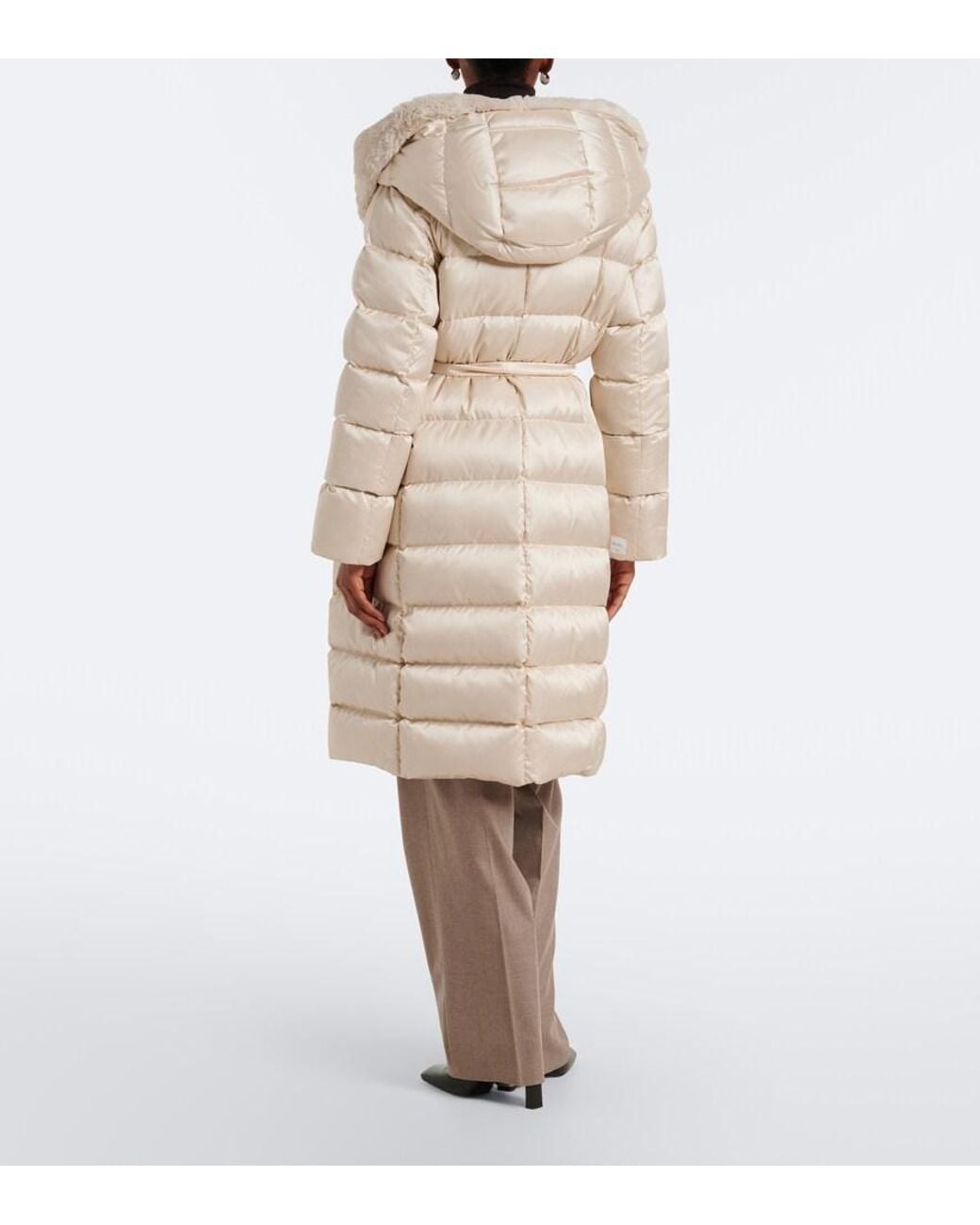Max Mara Natural Belted Hooded Puffer Coat