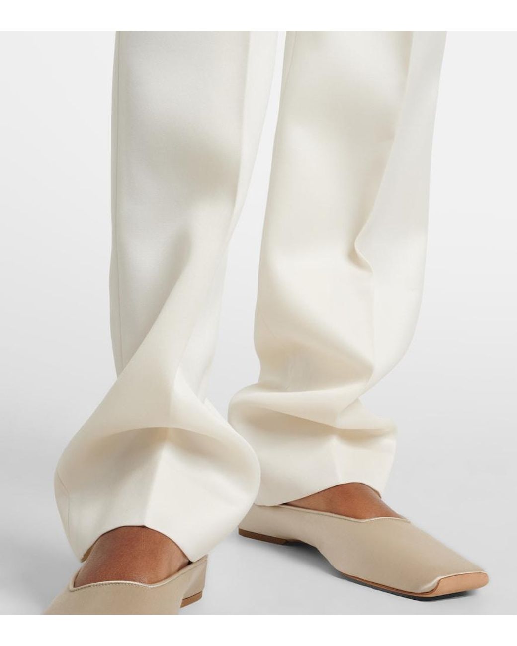 Calvin Klein White Lucia High-Rise Wool And Silk Slim Pants