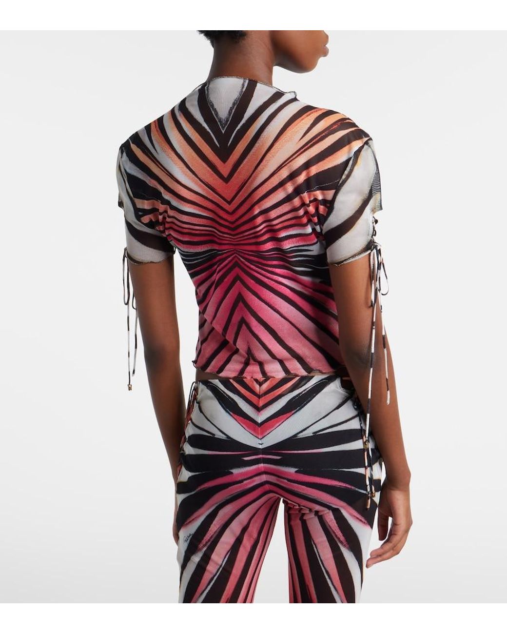 Roberto Cavalli Pink Printed Mesh Top
