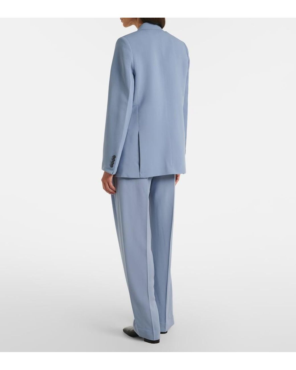 Victoria Beckham Blue Pleated Tapered Pants