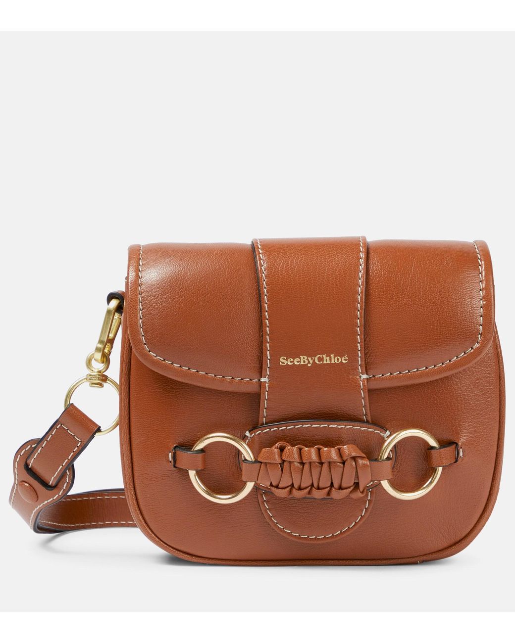 Shop See by Chloé Mini Hana Leather Saddle Bag