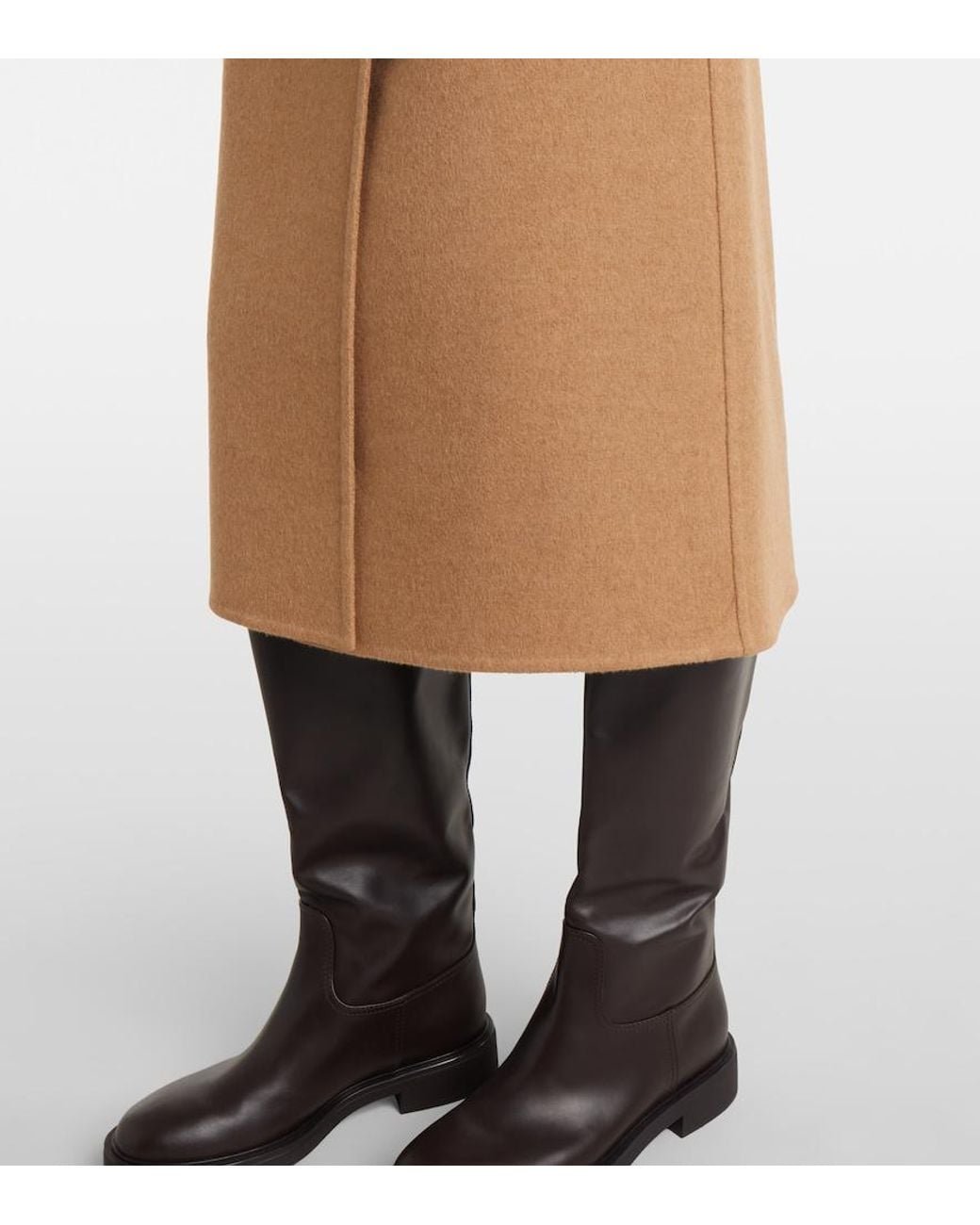Max Mara Natural Curzio Wool Wrap Skirt