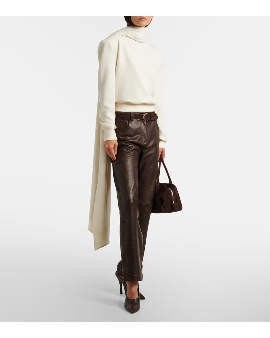 Magda Butrym White Draped Scarf-Detail Sweatshirt