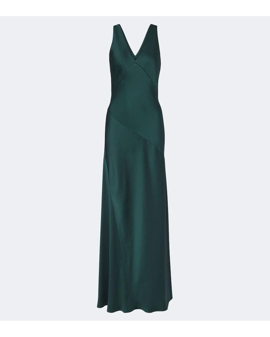 Max Mara Green Elegante Satin Maxi Dress