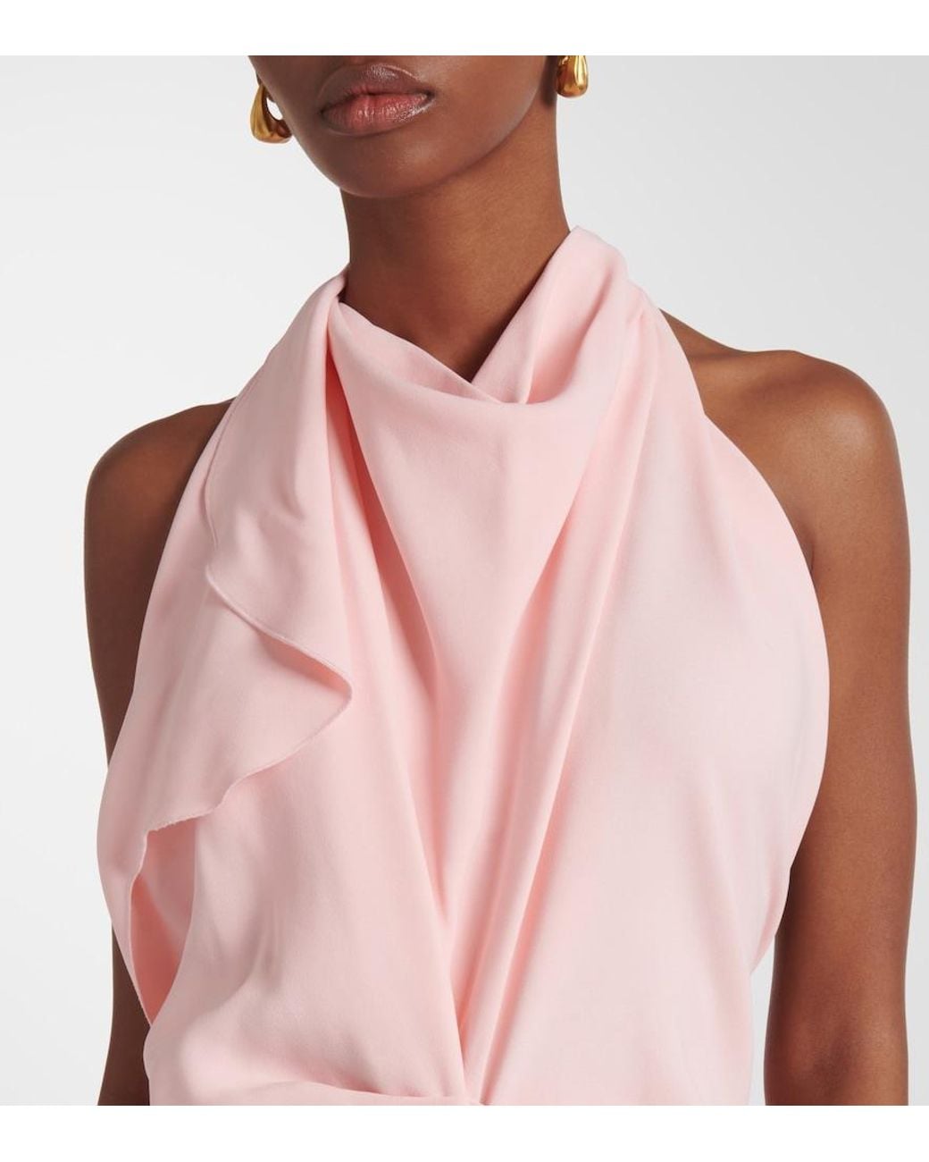 Victoria Beckham Pink Scarf-Detail Open-Back Crepe Dress