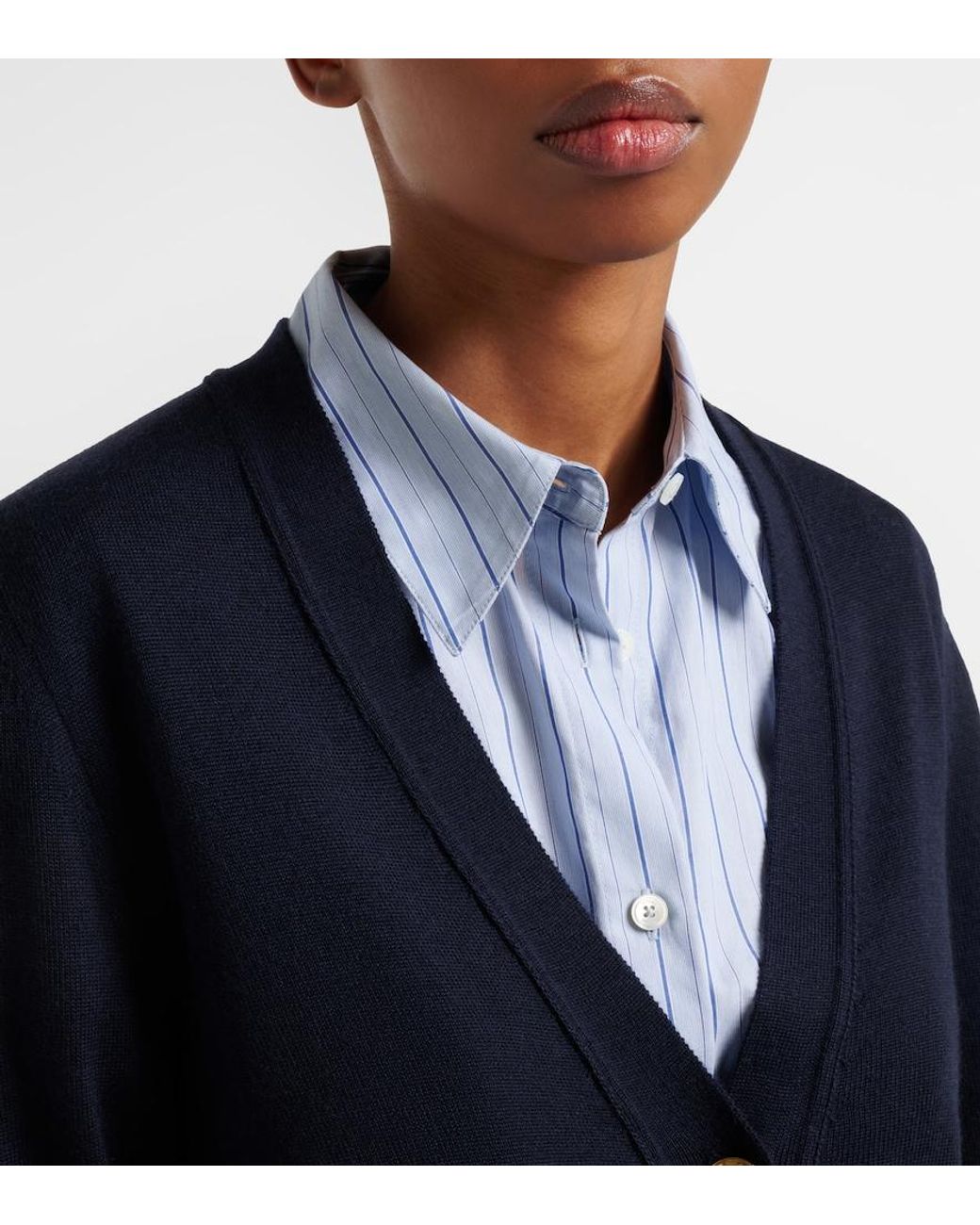 Blazé Milano Blue Cardigan Aus Wolle, Seide Und Kaschmir