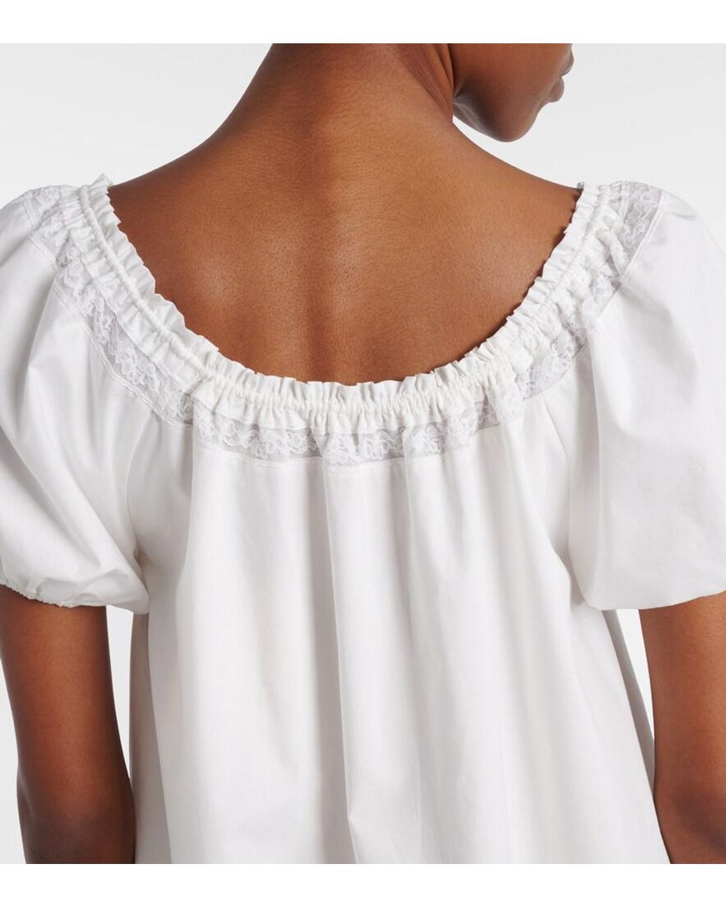 Faithfull The Brand White Galle Lace-Trimmed Cotton Minidress