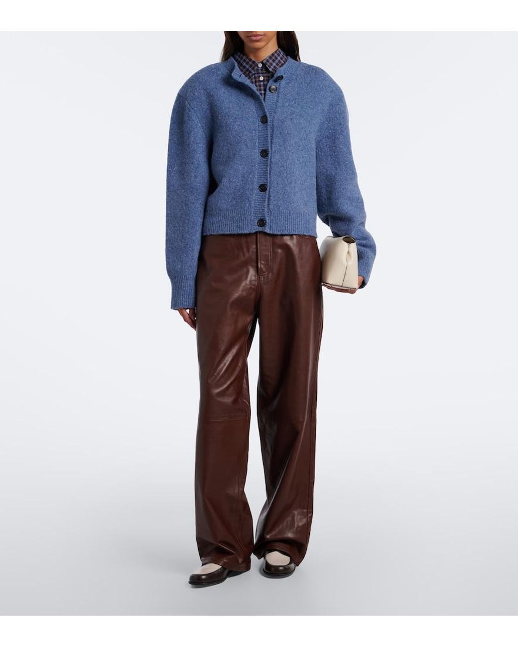 Rohe Brown Leather Wide-Leg Pants