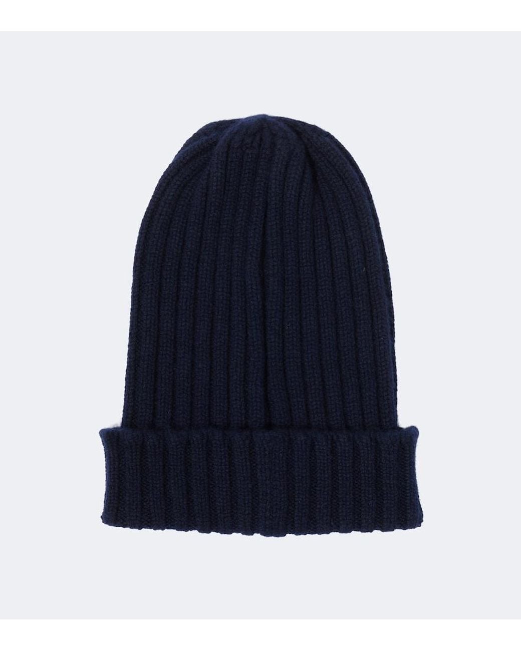Thom Sweeney Blue Ribbed-Knit Cashmere Beanie for men
