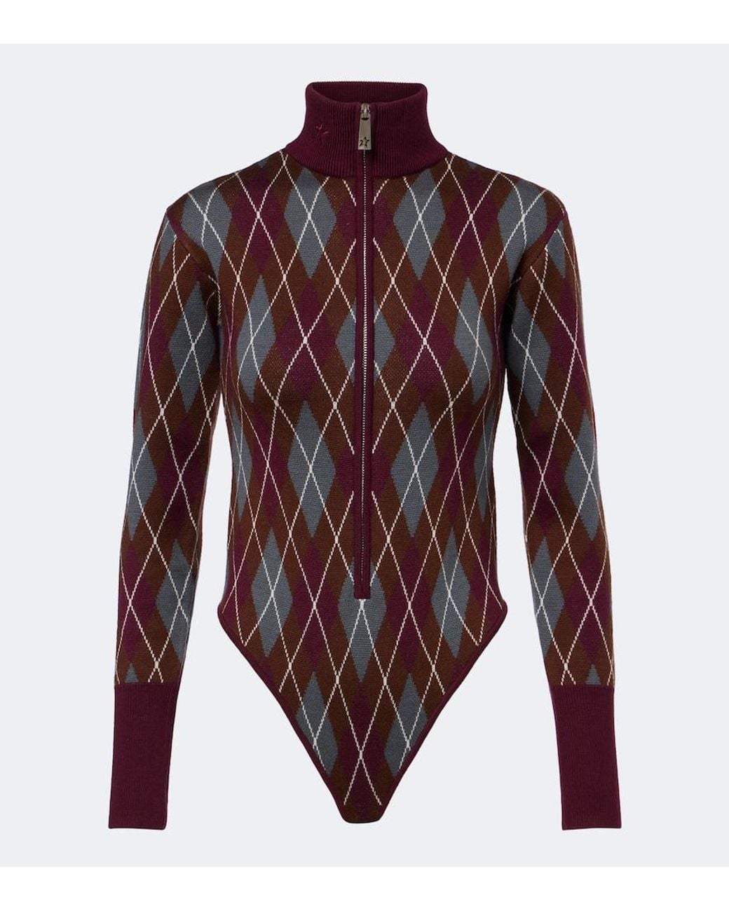 Perfect Moment Red Argyle Wool Bodysuit
