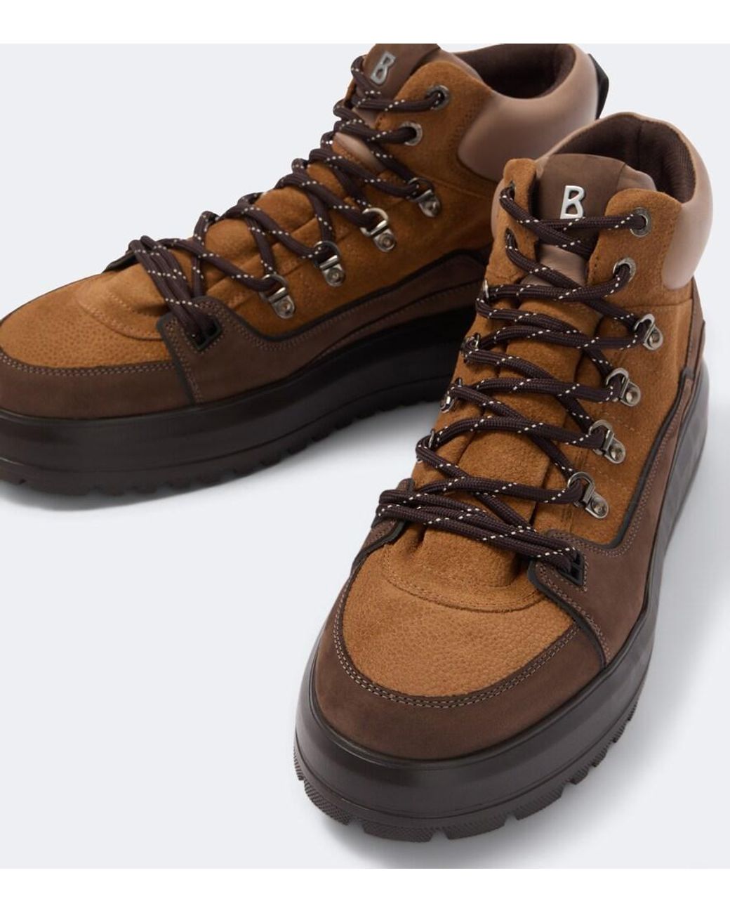 Bogner Brown Antwerp Leather And Suede Lace-Up Boots for men