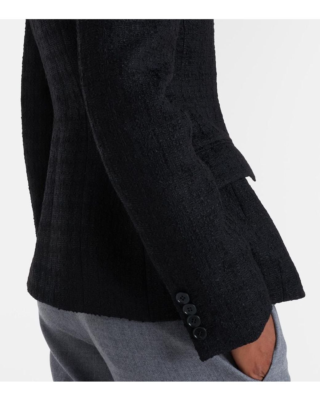 McQueen Black Wool And Mohair Tweed Jacket