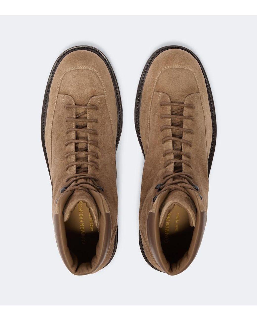Common Projects Brown Hiker Leather-Trimmed Suede Lace-Up Boots for men