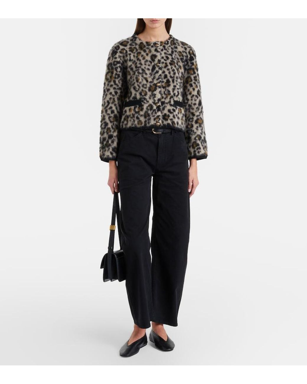Nili Lotan Black Tribeca Cotton Twill Barrel-Leg Pants