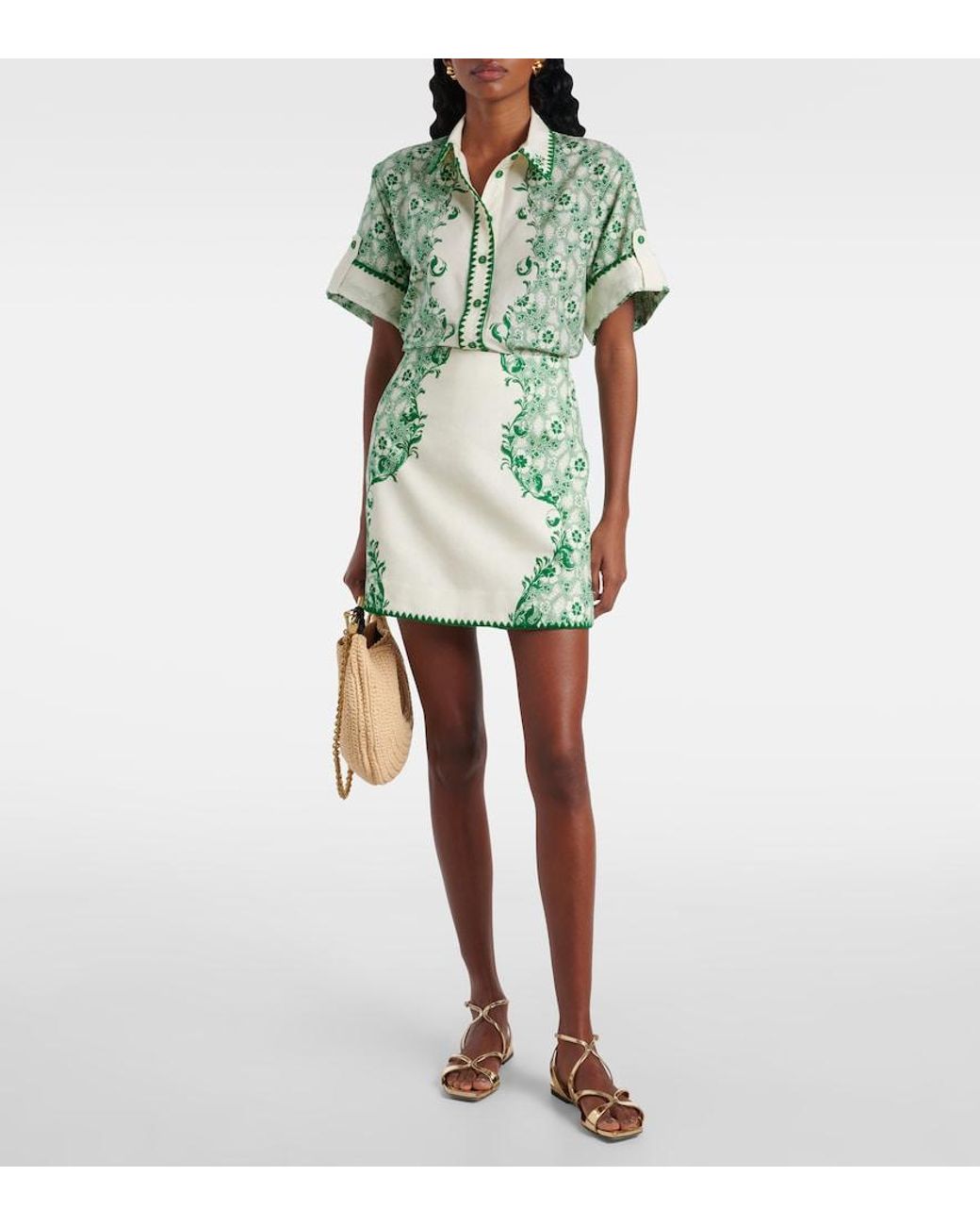 ALÉMAIS Green Printed Cotton And Silk Shirt