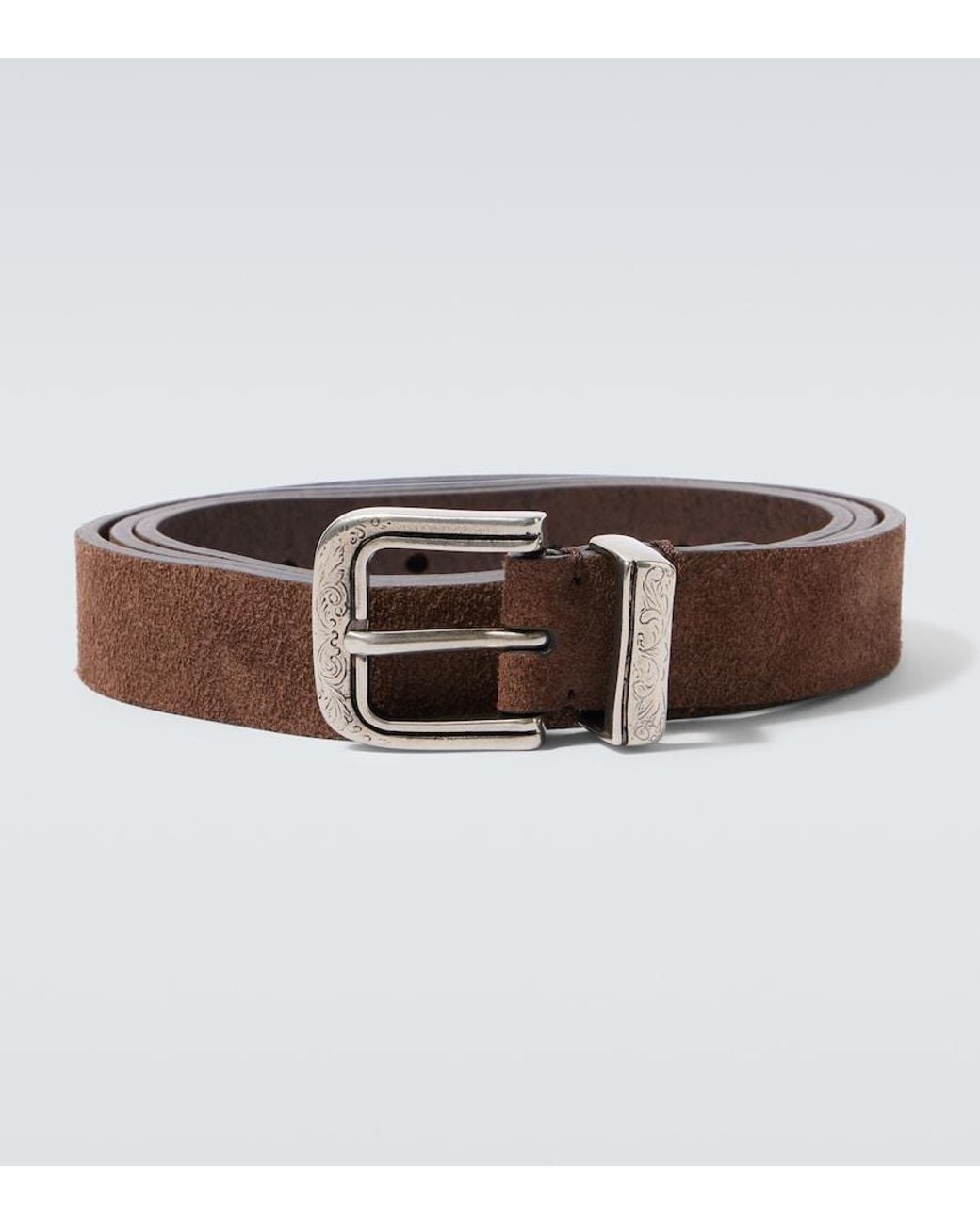 Brunello Cucinelli Brown Suede Belt for men