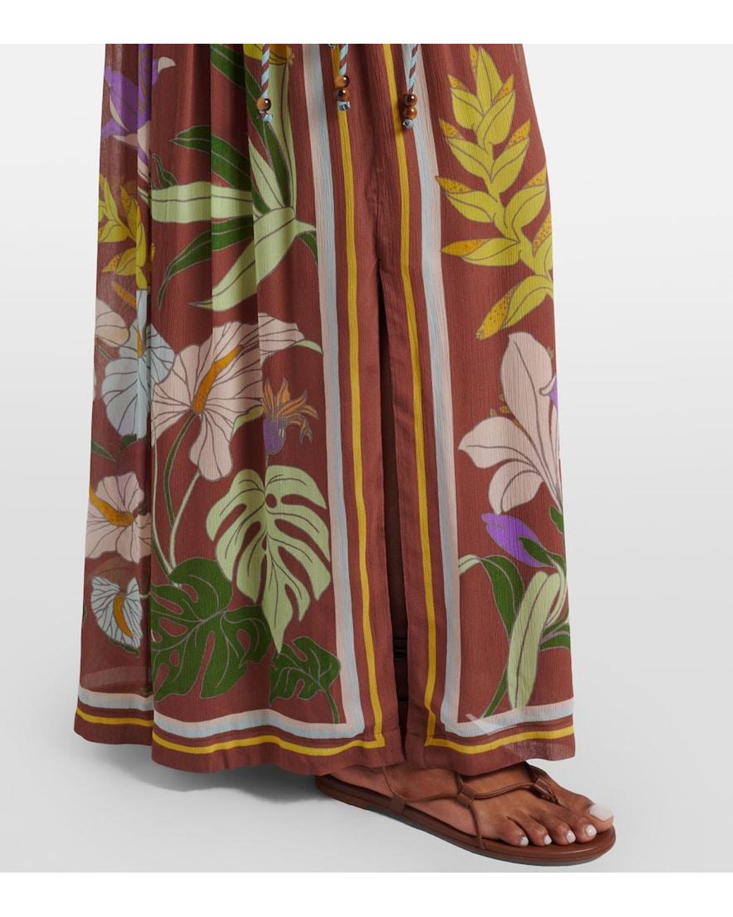 ALÉMAIS Brown Alfie Floral Wide-Leg Pants