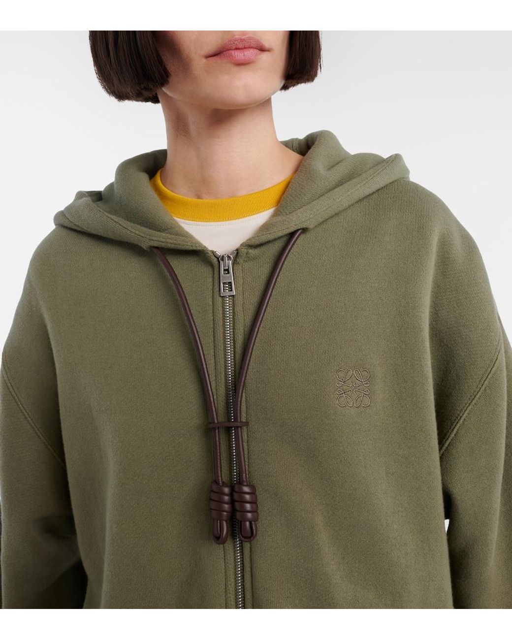 Loewe Green Flamenco Cotton And Cashmere Zip-Up Hoodie