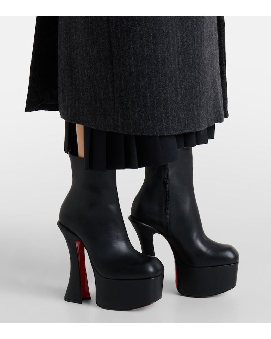 Christian Louboutin Black Aquabootie 160 Leather Platform Ankle Boots