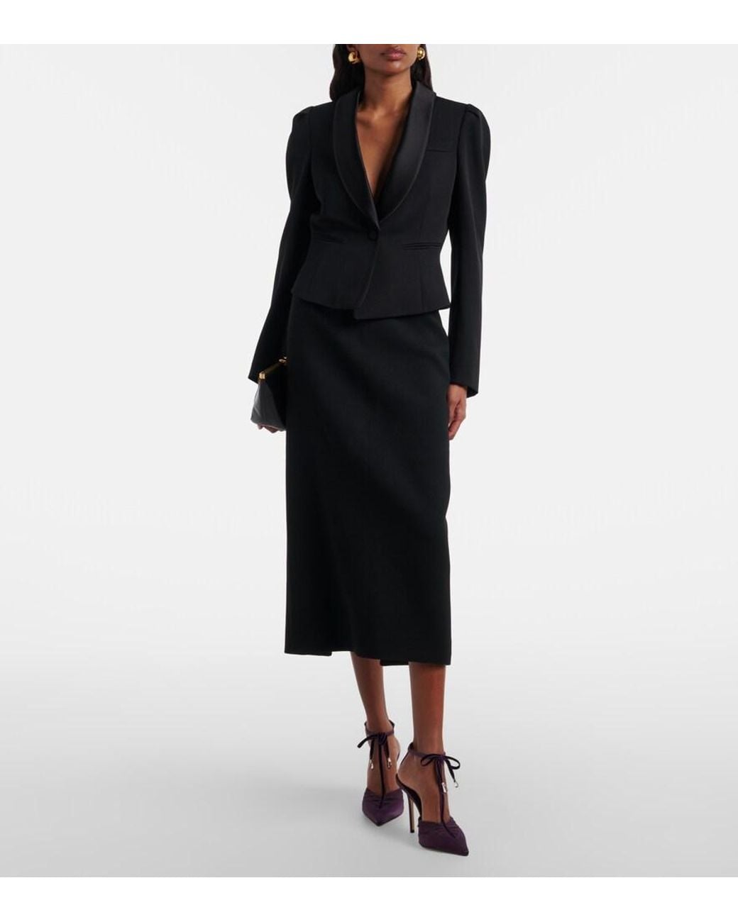 Jimmy Choo Purple Afia 100 Velvet-Trimmed Satin Pumps