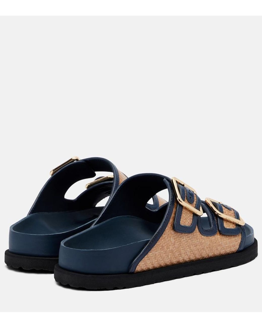 Birkenstock Blue Arizona Leather-Trimmed Woven Sandals
