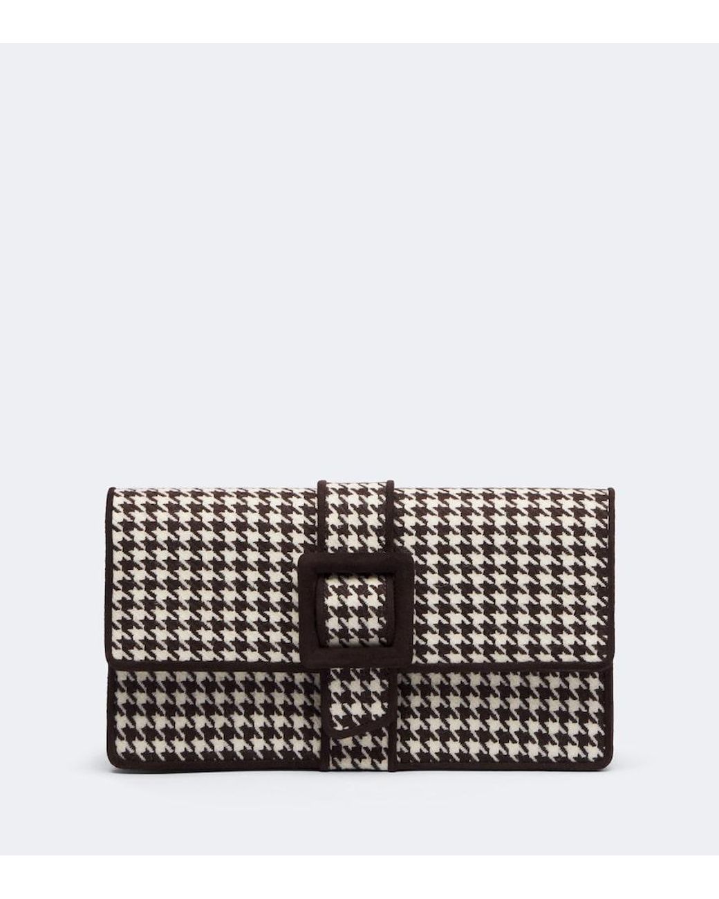 Manolo Blahnik Black Maycap Houndstooth Clutch