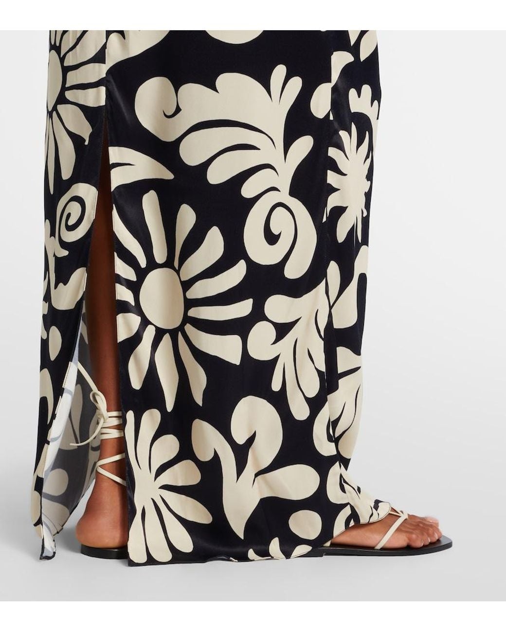 Cala De La Cruz White Oliviera Printed Halterneck Maxi Dress