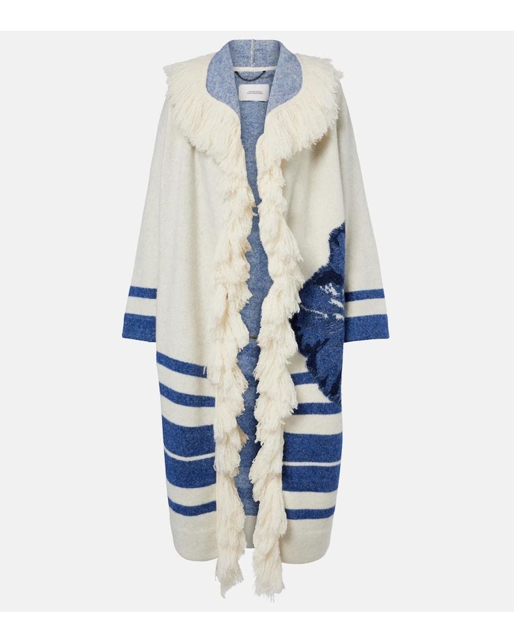 Dorothee Schumacher Blue Poppy Garden Fringed Jacquard Coat
