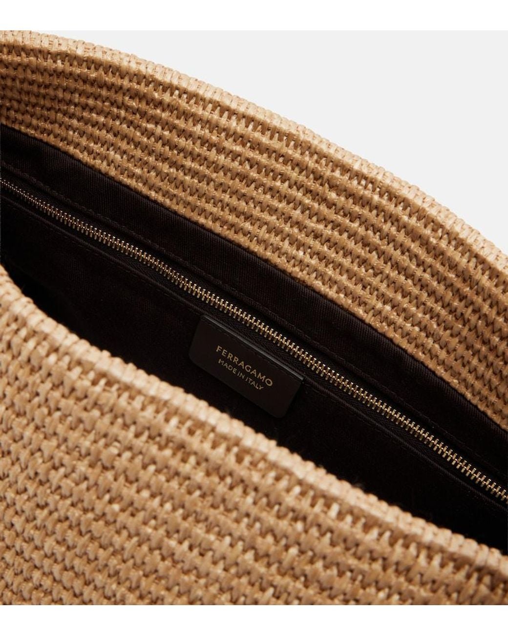 Ferragamo Natural Medium Raffia Shoulder Bag