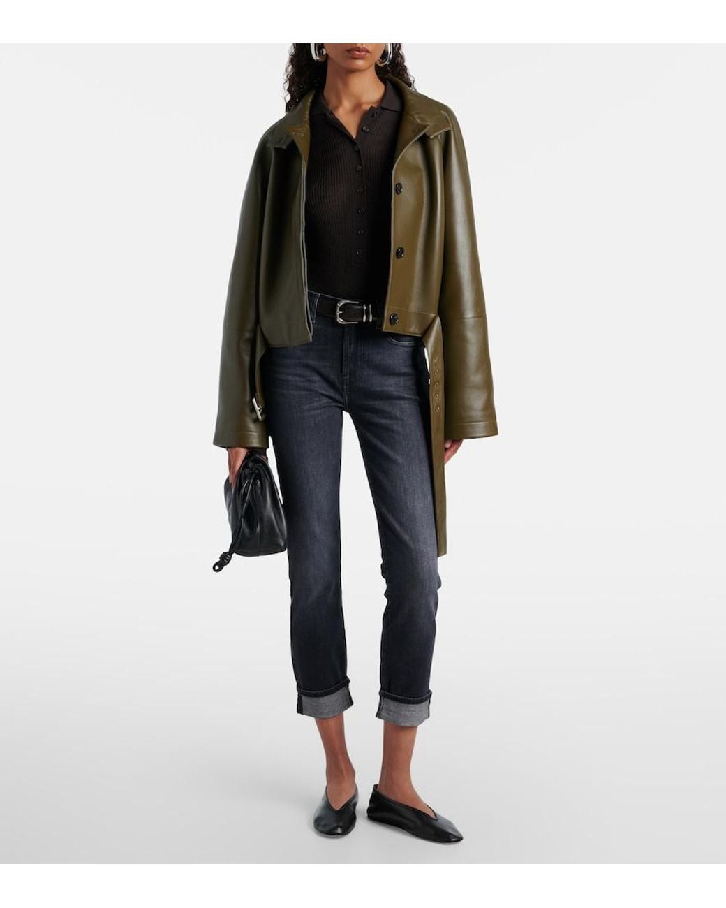 7 For All Mankind Blue Mid-Rise Cropped Skinny Jeans