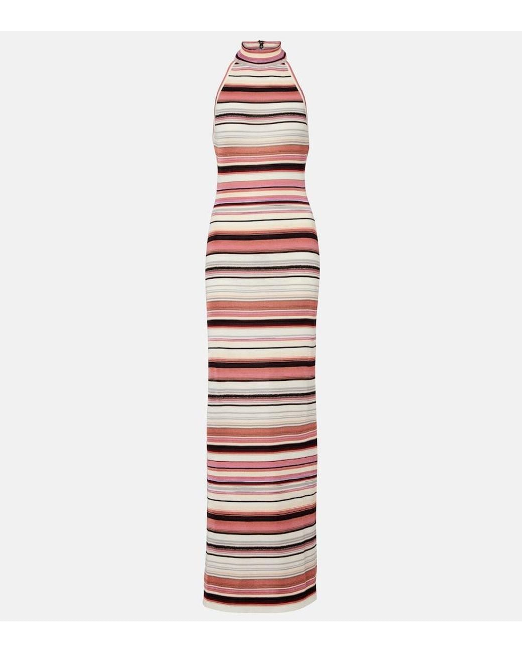 Missoni White Striped Halterneck Maxi Dress