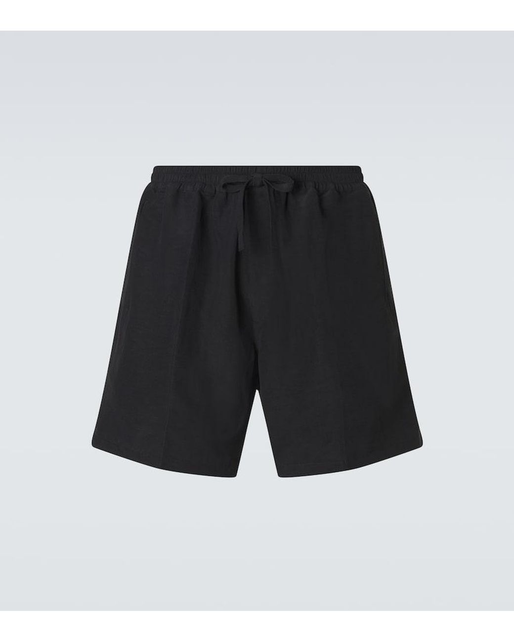 Umit Benan Black Julian Linen And Silk Shorts for men