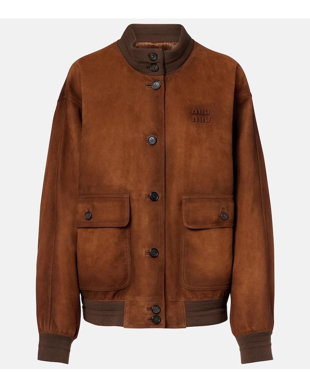 Miu Miu Brown Suede Bomber Jacket
