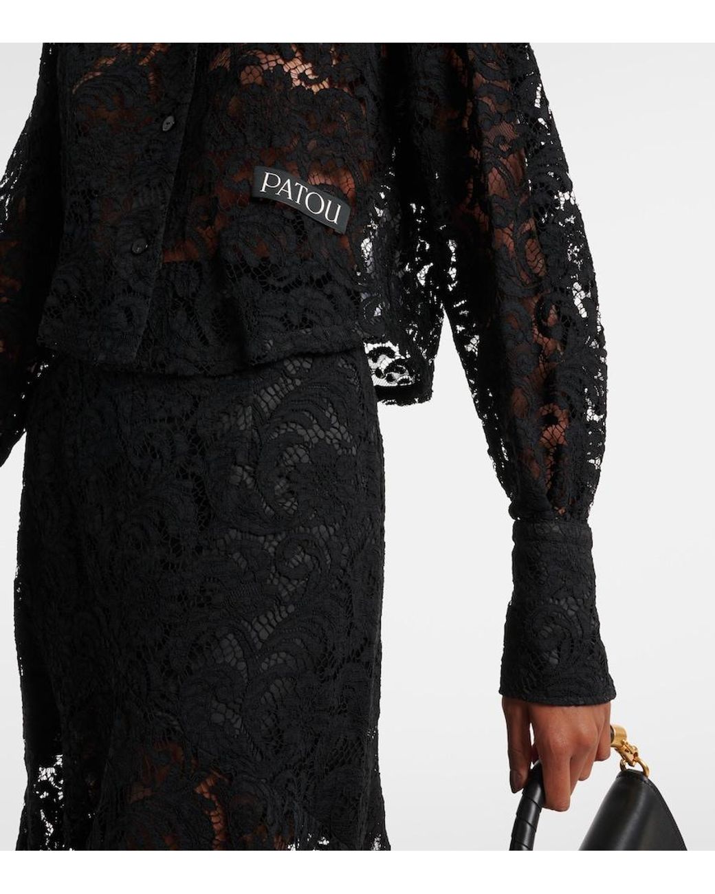 Patou Black Cropped Lace Blouse