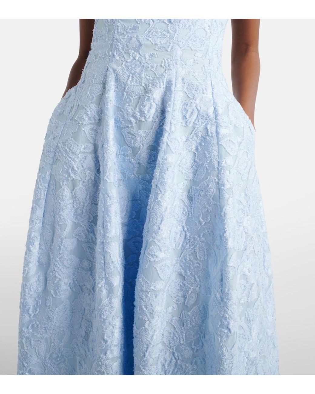 Jonathan Simkhai Blue Valeria Embroidered Midi Dress