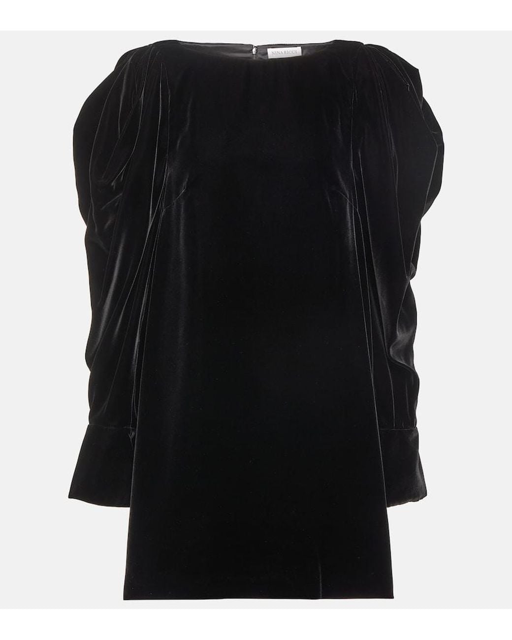 Nina Ricci Black Puff-Sleeve Velvet Minidress