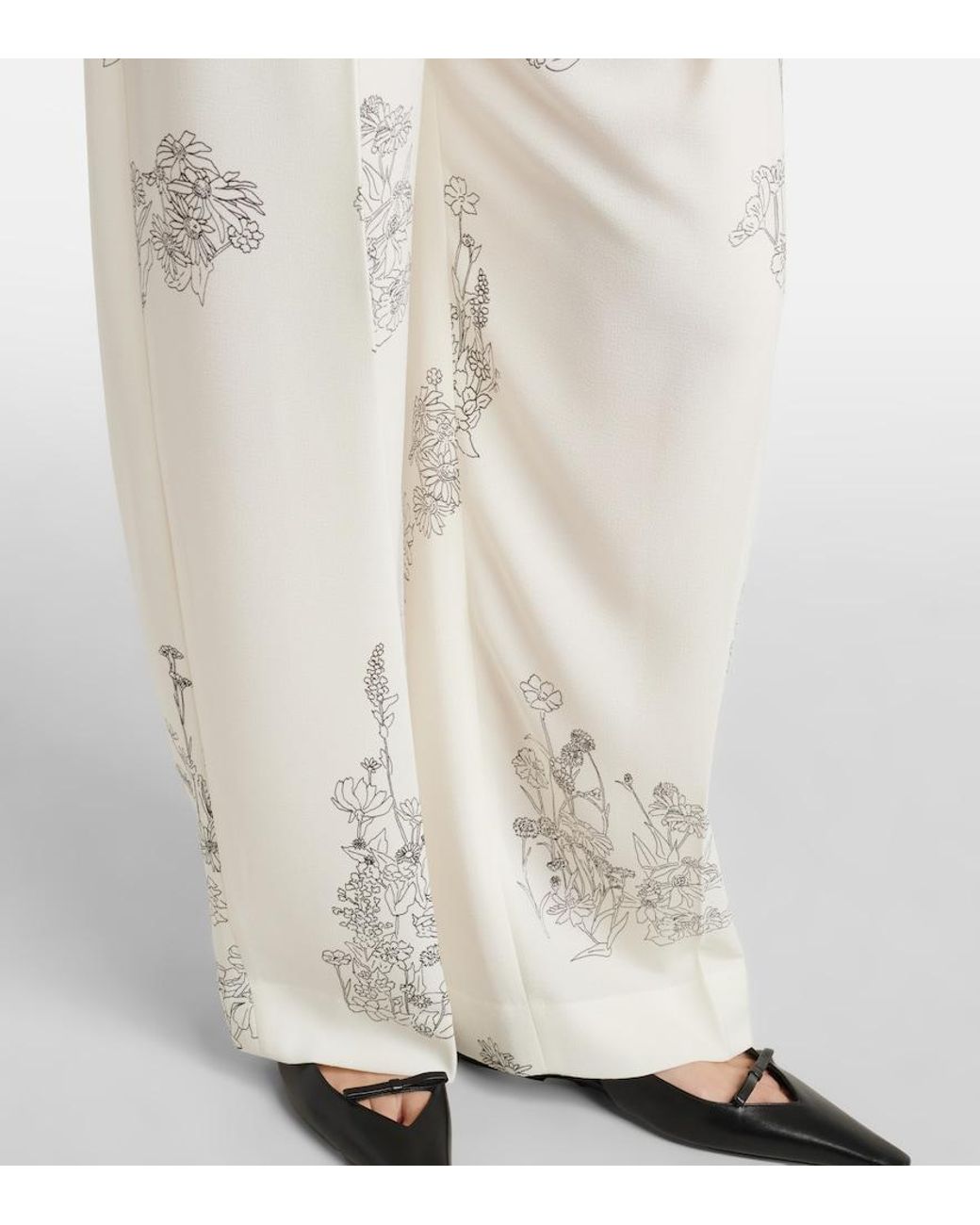 Victoria Beckham White Floral Wide-Leg Pants