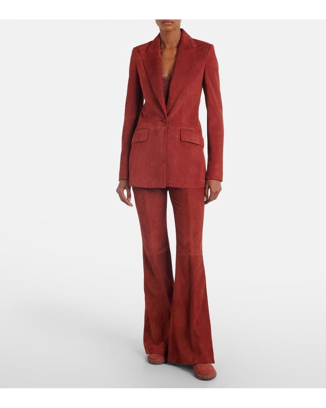 Gabriela Hearst Red Leiva Suede Blazer